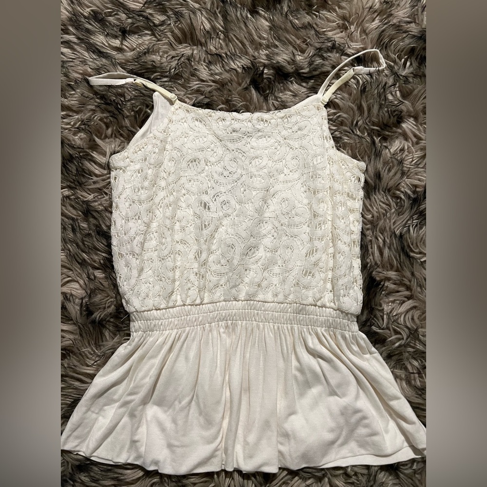 Express white floral lace flowy blouse NWT